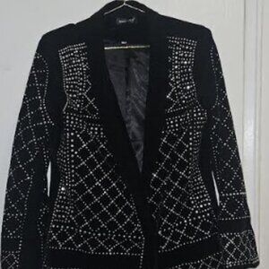 Black Suede Studded Blazer Stunning Wear